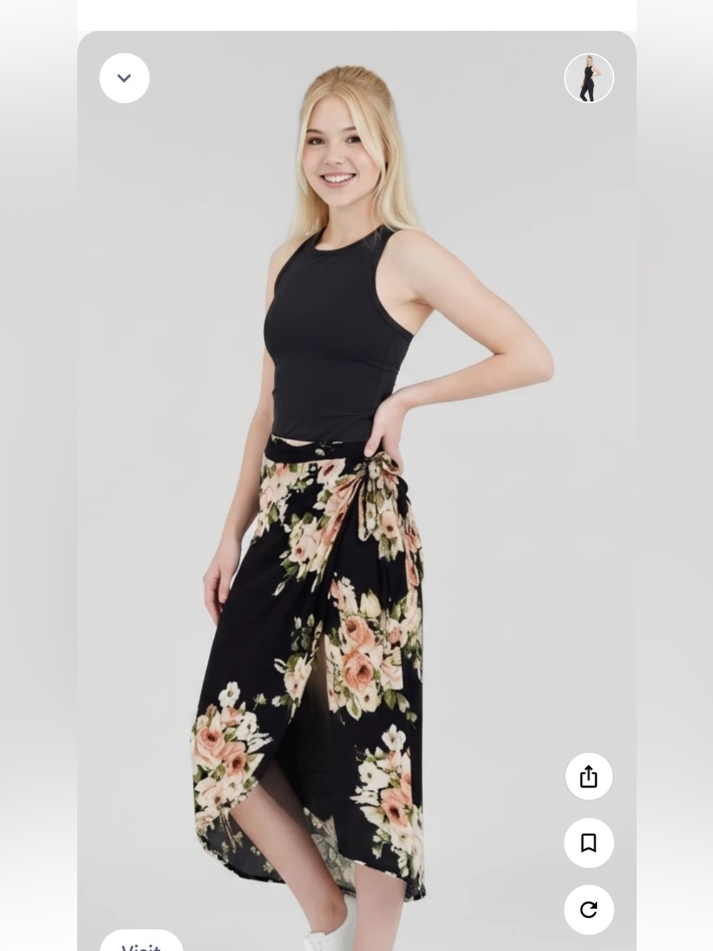 American Rag Black Maxi Skirt with Peach Floral Print